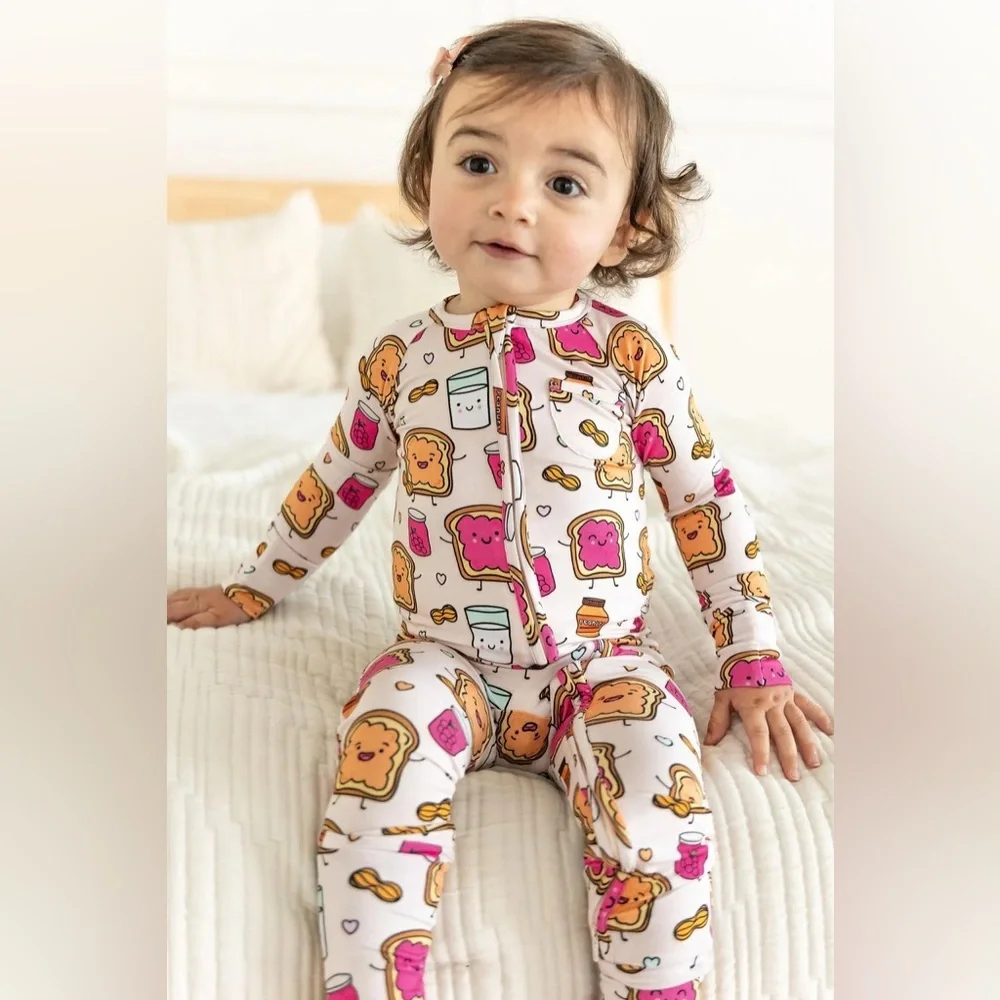 PB+GRAPE| ‘Peanut Butter Jelly’ Bamboo Footie Pajamas
